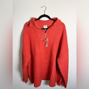 St. John’s Bay NWT Spicy Orange Half Zip Knit Sweater Women’s Plus Size 3X